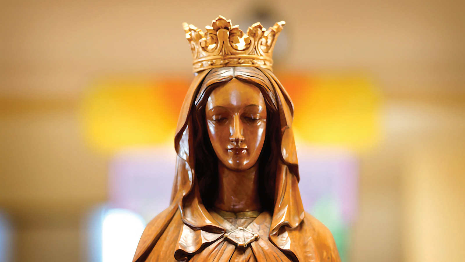 Beautiful carved wooden statue of Our Lady.