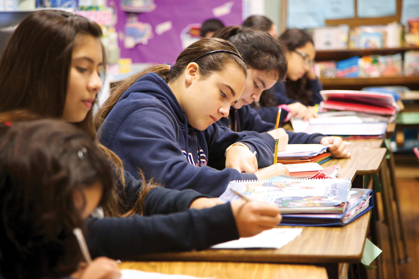 Students learning in a classroom.